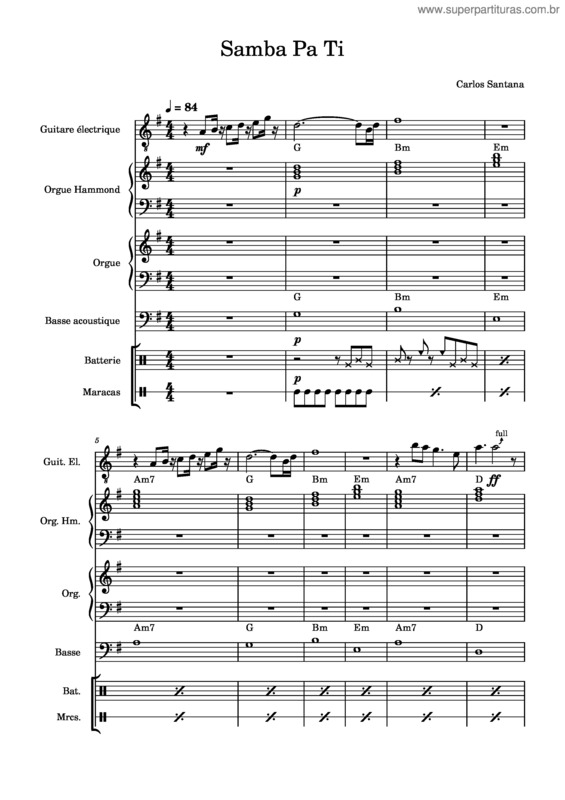 Partitura da música Samba Pa Ti – Santana Samba Pa Ti