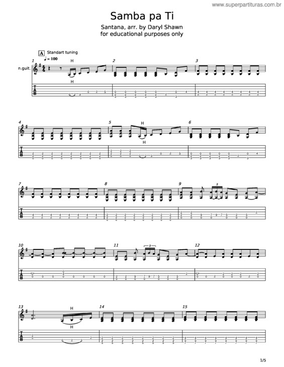 Partitura da música Samba Pa Ti – Santana v.2
