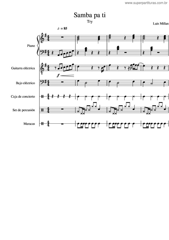 Partitura da música Samba Pa Ti – Santana
