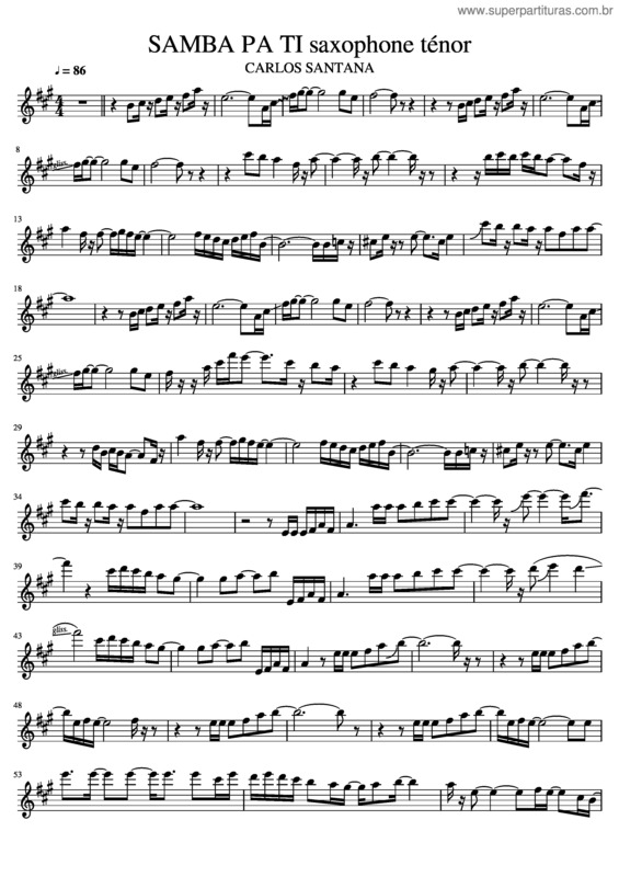 Partitura da música Samba Pa Ti Saxophone Ténor