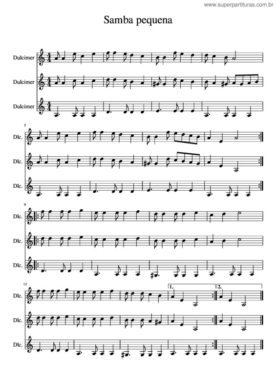 Partitura da música Samba Pequena v.2