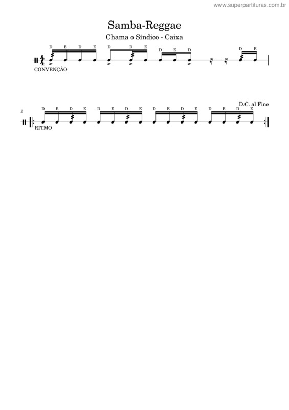 Partitura da música Samba–Reggae – Chama O Síndico – Brunohsg