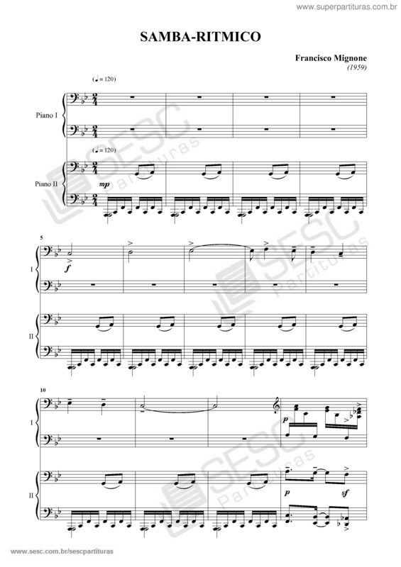 Partitura da música Samba-Rítmico