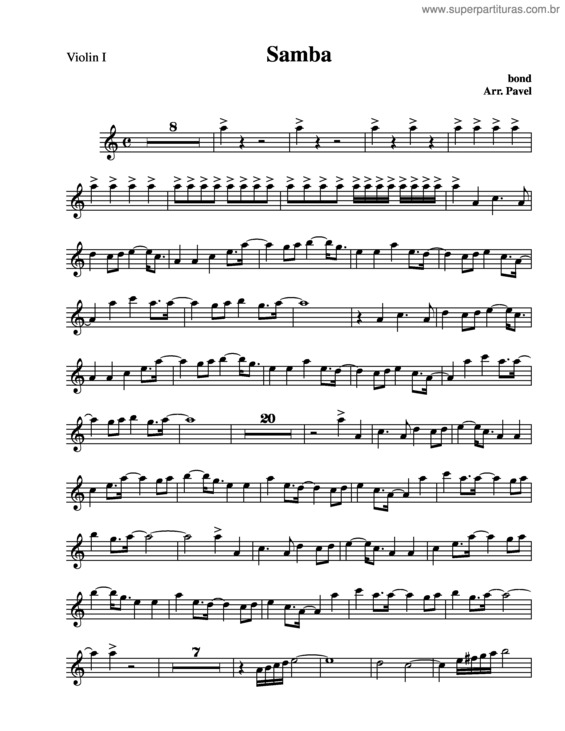 Partitura da música Samba