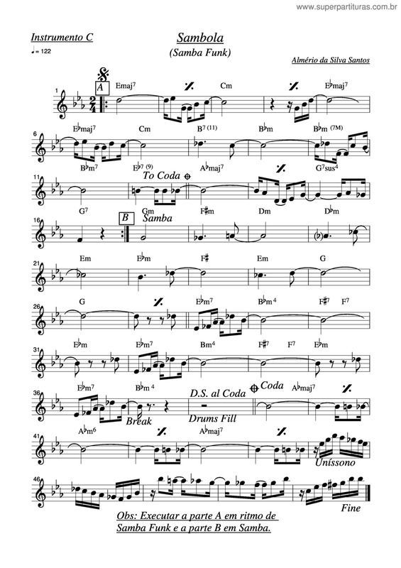 Partitura da música Sambola v.3