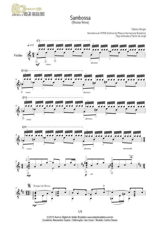 Partitura da música Sambossa