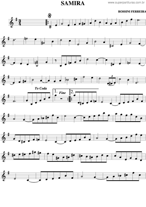 Partitura da música Samira