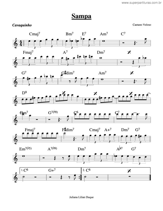 Partitura da música Sampa v.4