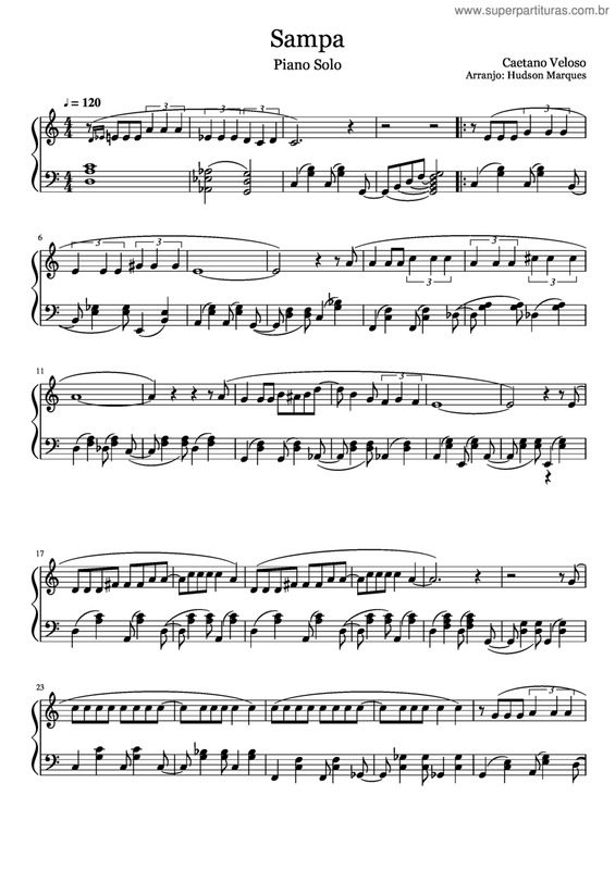 Partitura da música Sampa v.5
