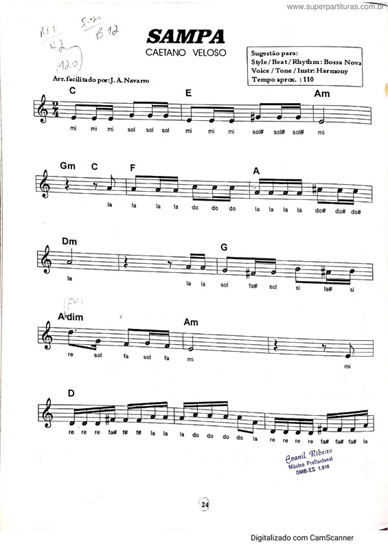 Partitura da música Sampa v.6