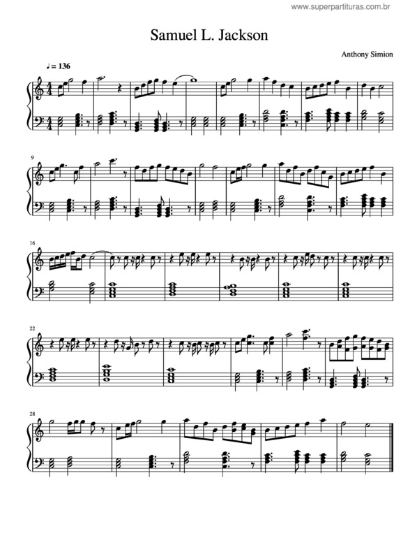 Partitura da música Samuel L. Jackson