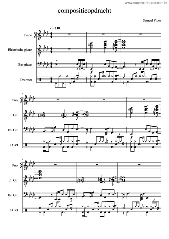 Partitura da música Samuel Piper Compositieopdracht