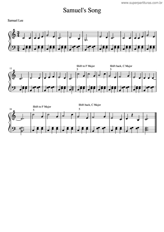Partitura da música Samuel`S Song