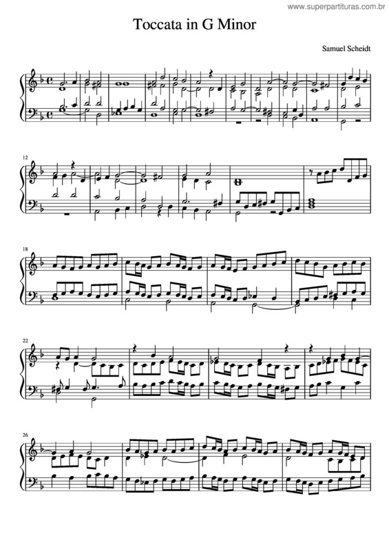 Partitura da música Samuel Scheidt – Toccata In G Minor Sswv 568
