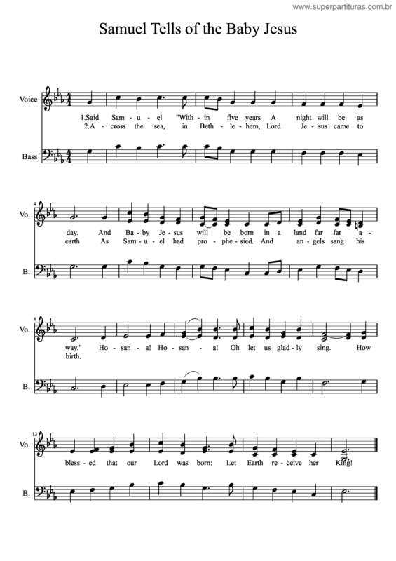 Partitura da música Samuel Tells Of The Baby Jesus