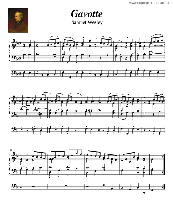 Partitura da música Samuel Wesley: Gavotte
