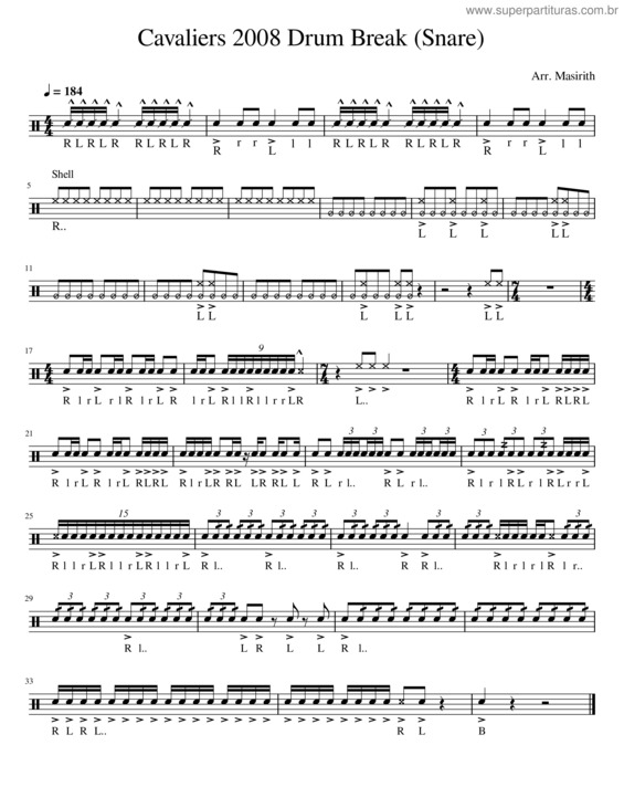 Partitura da música Samurai 2008 Snare Feature – Cavaliers