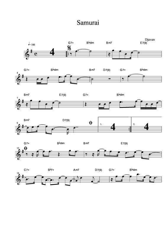 Partitura da música Samurai v.4