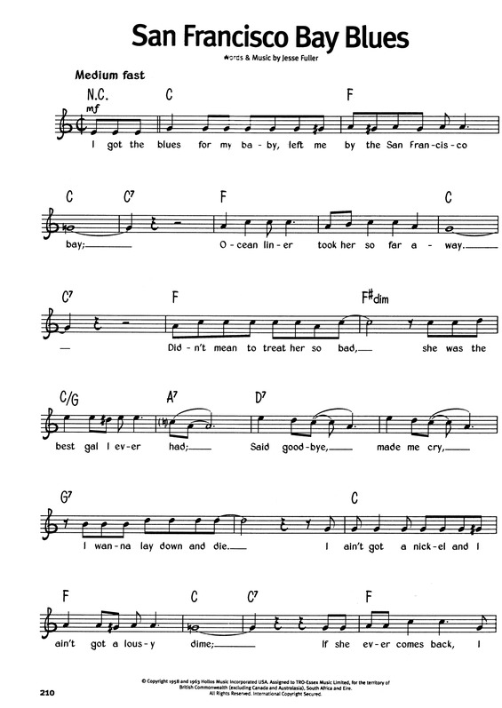 Partitura da música San Francisco Bay Blues v.2