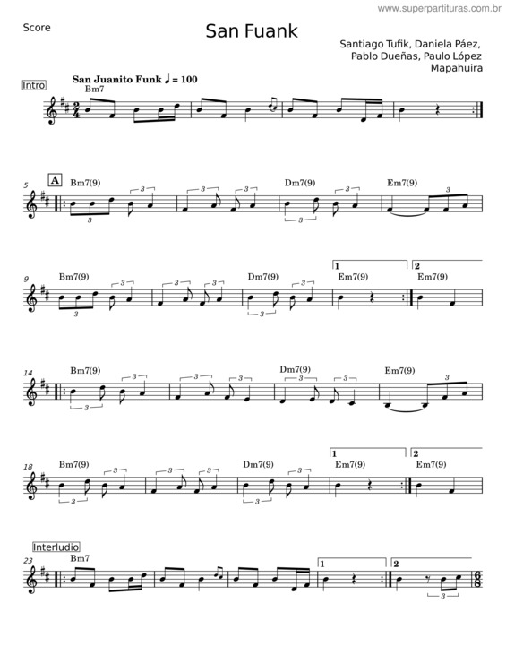 Partitura da música San Fuank