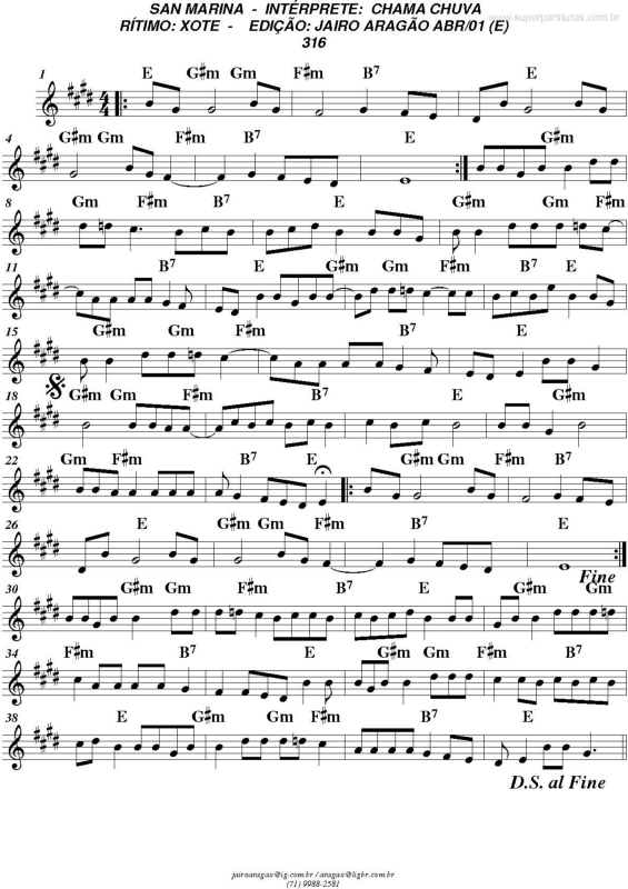 Partitura da música San Marina