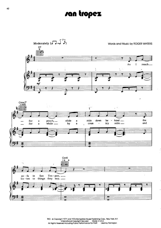 Partitura da música San Tropez v.3