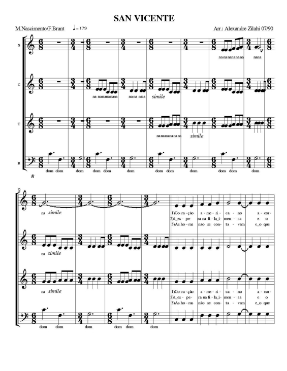 Partitura da música San Vicente