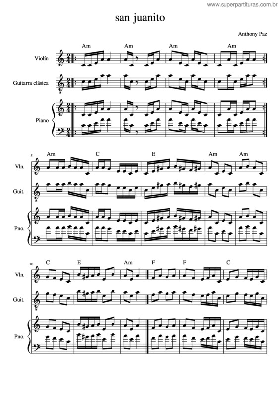 Partitura da música San_Juanito