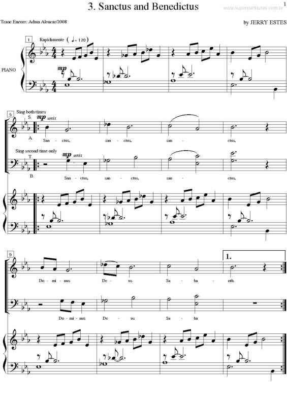 Partitura da música Sanctus and Benedictus