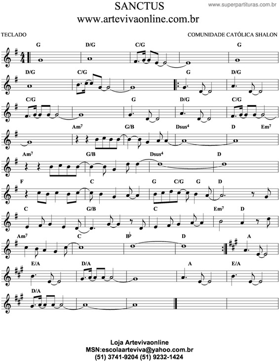 Partitura da música Sanctus v.2