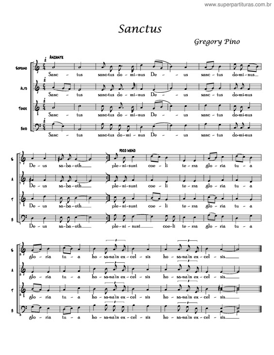 Partitura da música Sanctus