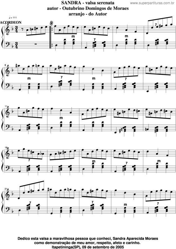 Partitura da música Sandra v.11