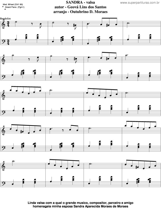 Partitura da música Sandra v.14