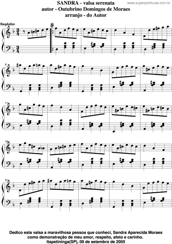 Partitura da música Sandra v.15