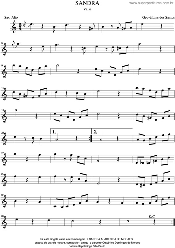 Partitura da música Sandra v.5