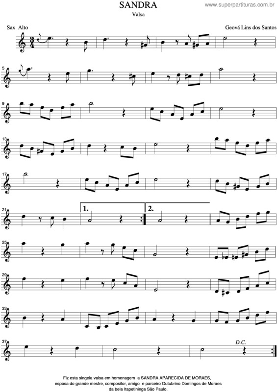 Partitura da música Sandra v.5