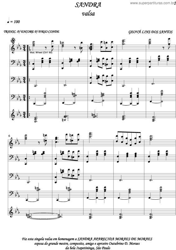 Partitura da música Sandra v.7