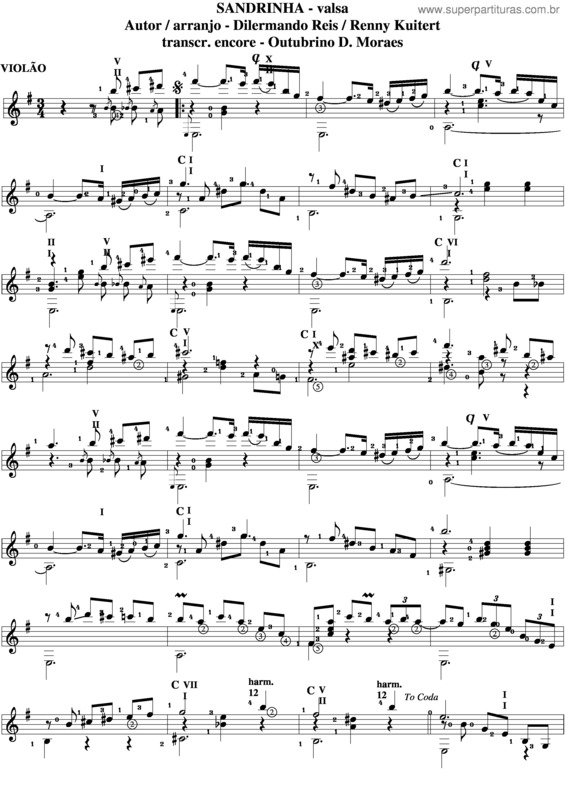 Partitura da música Sandrinha v.6