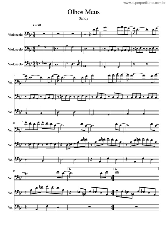 Partitura da música Sandy – Olhos Meus