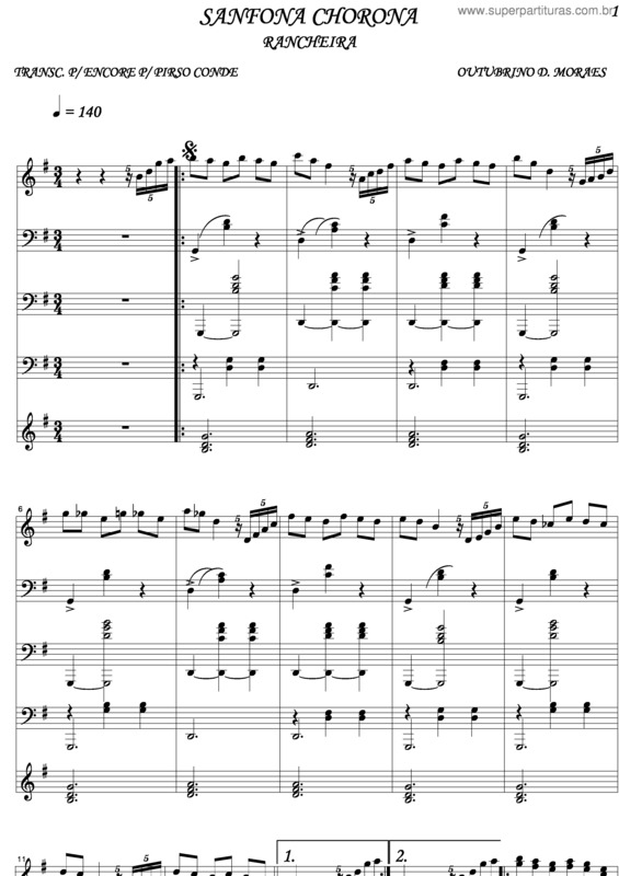 Partitura da música Sanfona Chorona