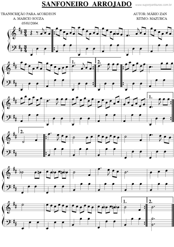 Partitura da música Sanfoneiro Arrojado