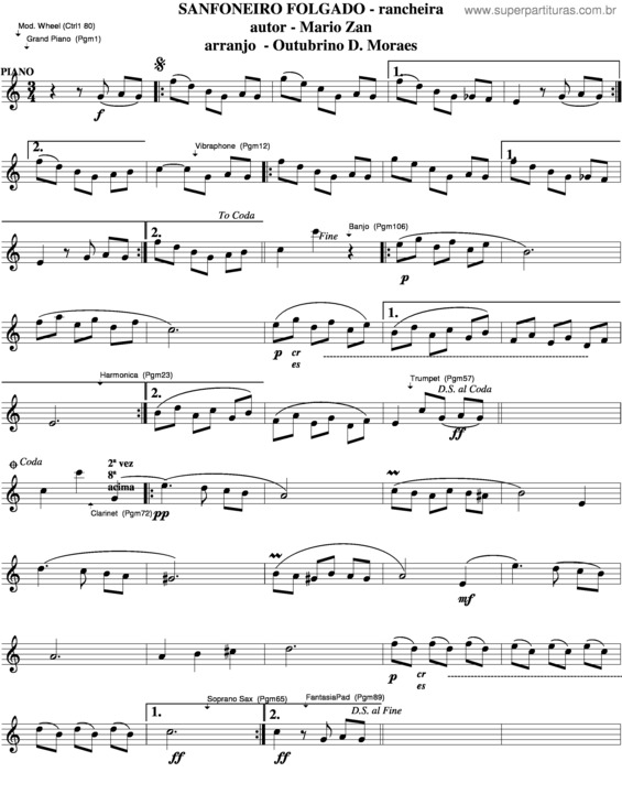 Partitura da música Sanfoneiro Folgado v.3