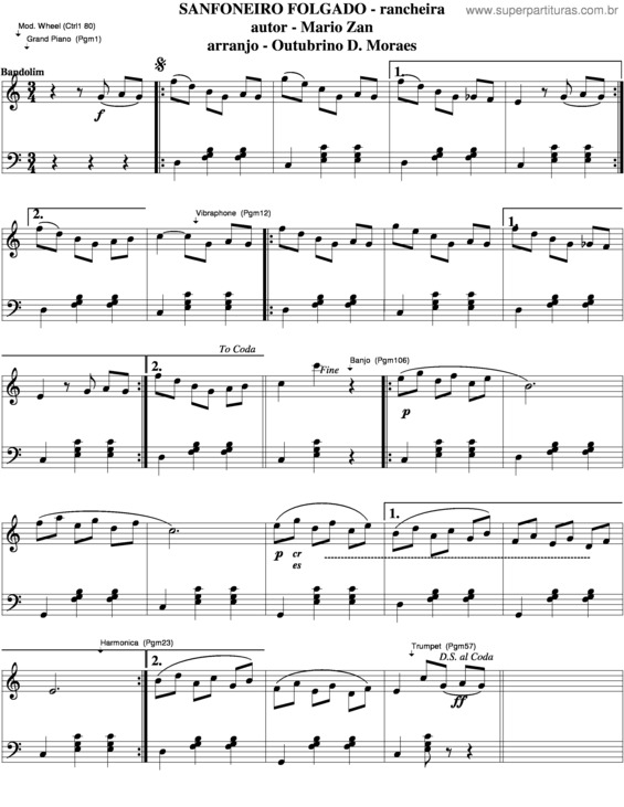 Partitura da música Sanfoneiro Folgado v.4
