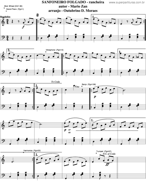 Partitura da música Sanfoneiro Folgado v.4