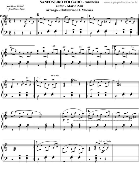 Partitura da música Sanfoneiro Folgado v.5