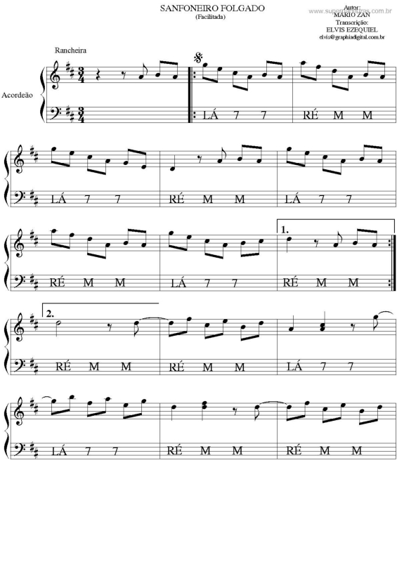 Partitura da música Sanfoneiro Folgado