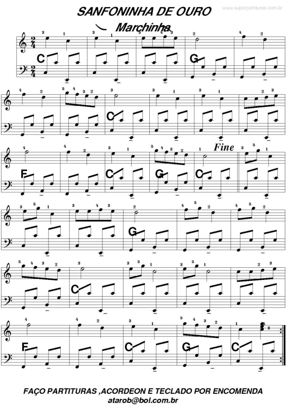 Partitura da música Sanfoninha de Ouro
