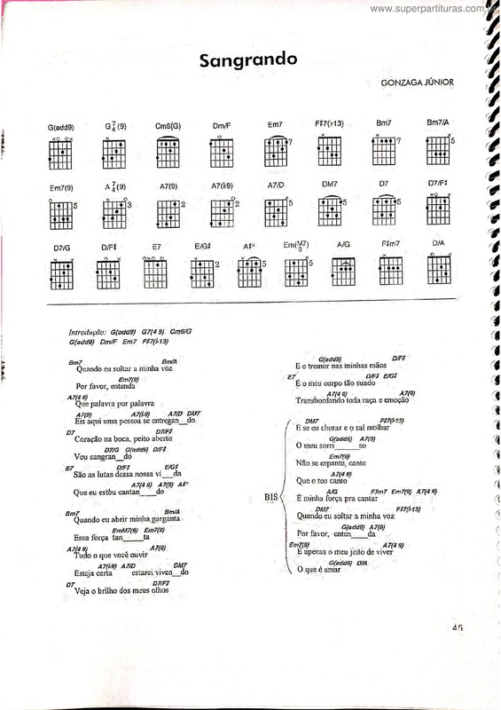 Partitura da música Sangrando v.2