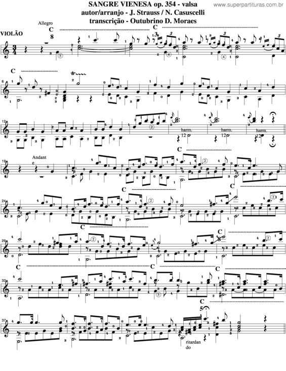 Partitura da música Sangre Vienesa