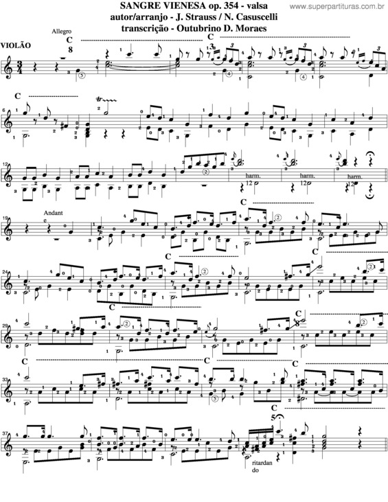 Partitura da música Sangre Vienesa